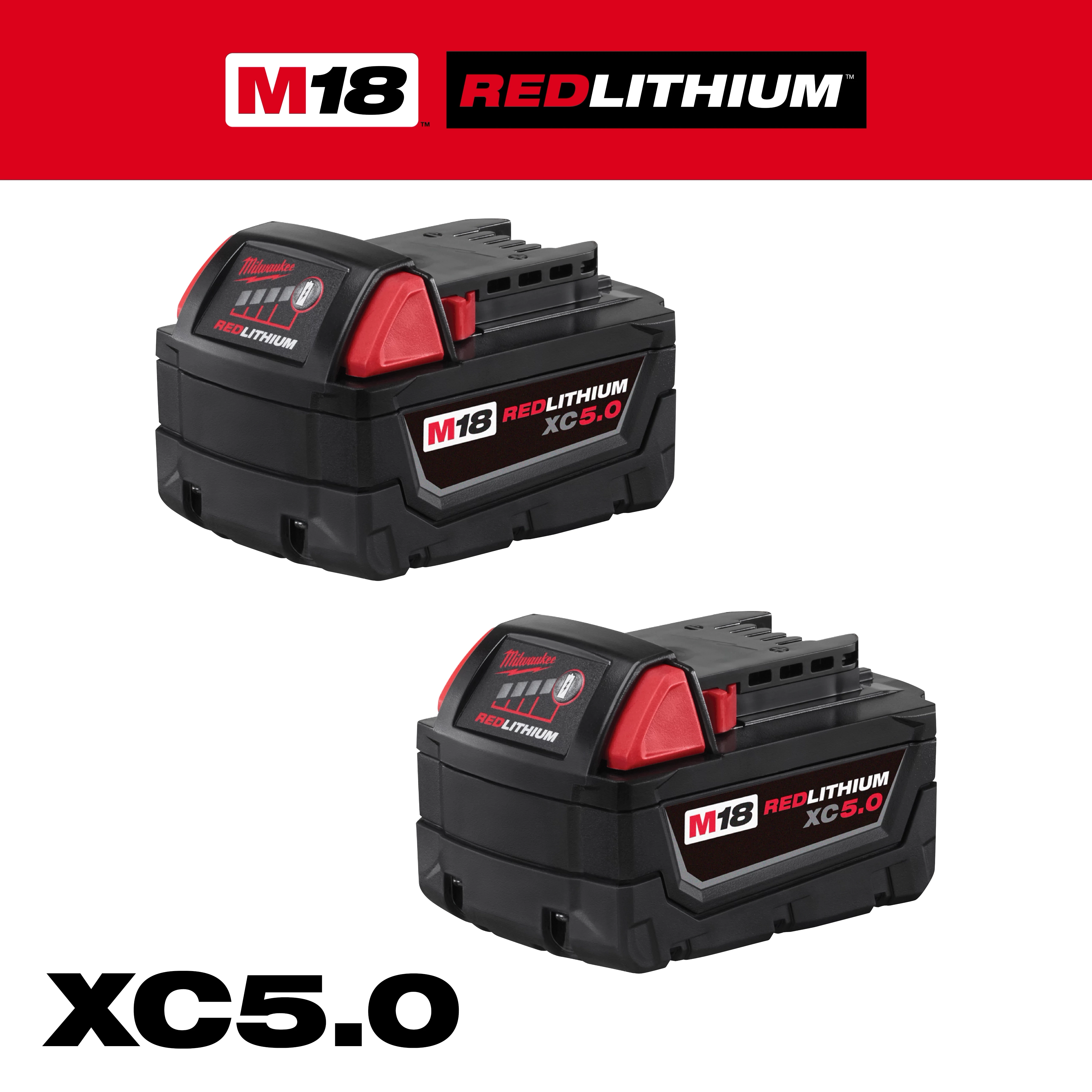 Milwaukee M18 REDLITHIUM XC5.0 Battery — Surplus 2-Pack